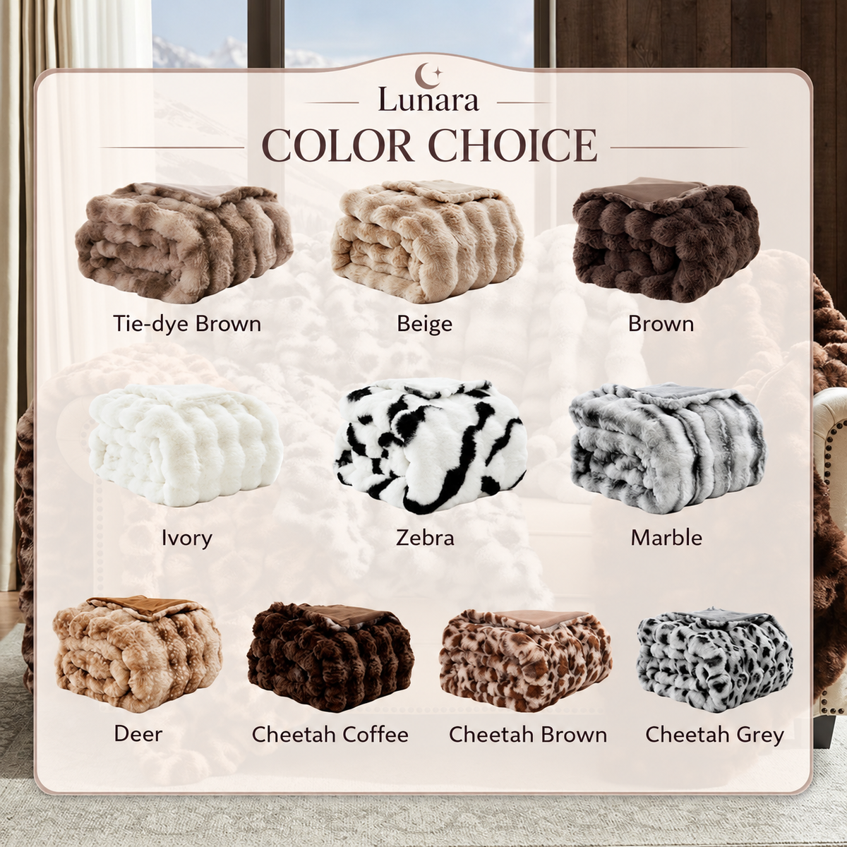 Lunara Faux Fur Throw Blanket