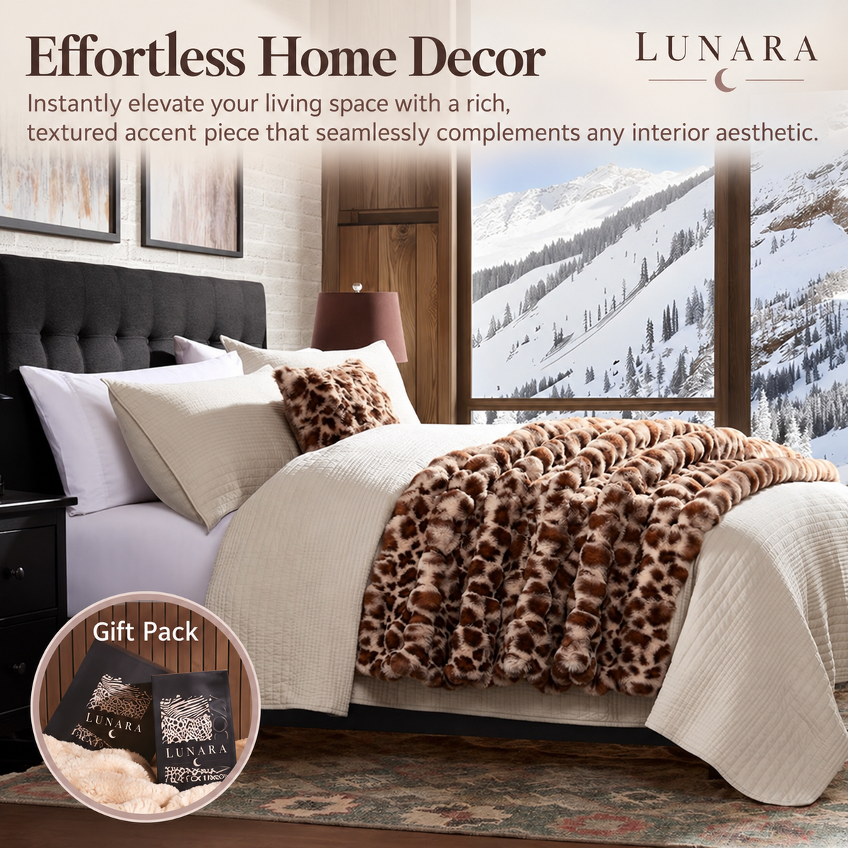 Lunara Faux Fur Throw Blanket